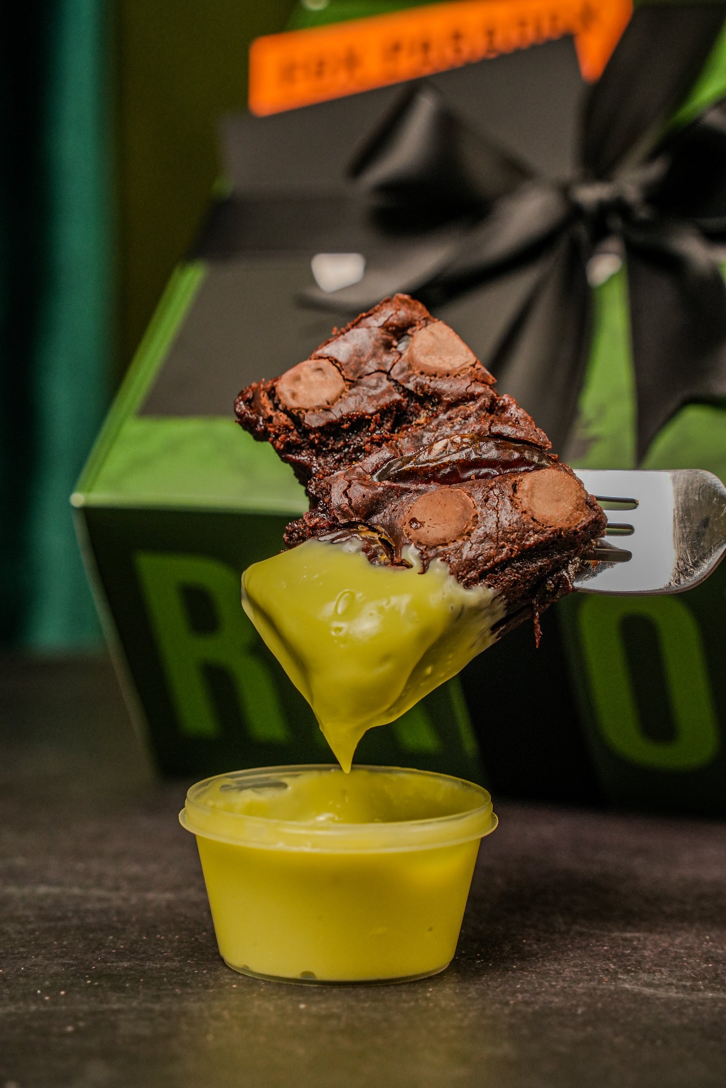 Date brownies served with house-made kaya for Ramadhan dessert